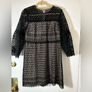 J. Crew Black Lace Long Sleeve Dress